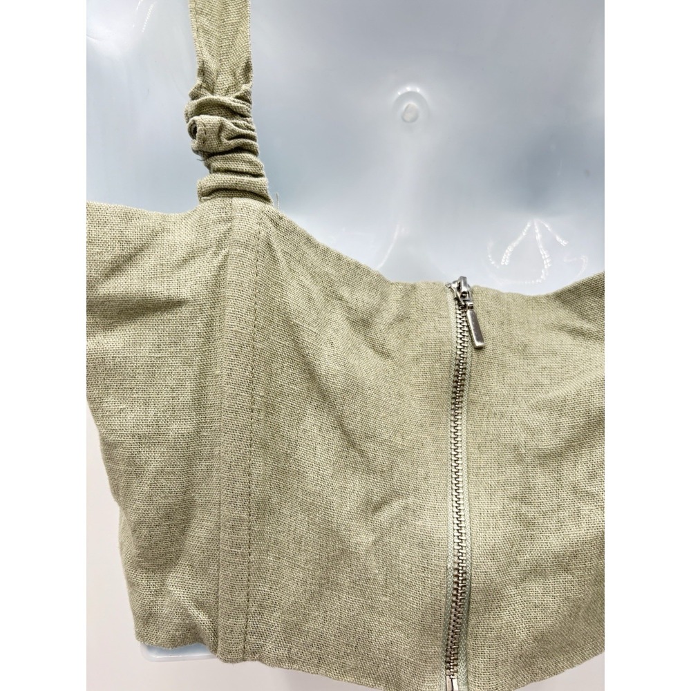 Alter'd State Linen Blend Corset Crop Top Sage Green Bustier Cottagecore S - Picture 5 of 8